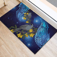 New Zealand Kokako Bird Rubber Doormat Kowhai Galaxy Style Polynesian Pattern
