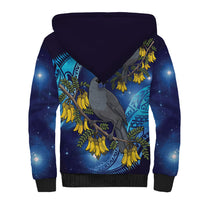 New Zealand Kokako Bird Sherpa Hoodie Kowhai Galaxy Style Polynesian Pattern