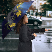 New Zealand Kokako Bird Umbrella Kowhai Galaxy Style Polynesian Pattern