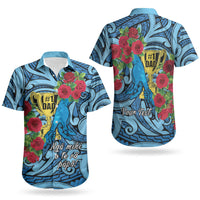 Personalised New Zealand Father's Day Couples Matching Off Shoulder Short Dress and Hawaiian Shirt Best Dad Trophy Red Rose Maori Pattern LT22 - Polynesian Pride