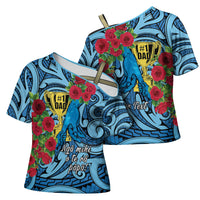 Personalised New Zealand Father's Day Cross Shoulder Shirt Best Dad Trophy Red Rose Maori Pattern LT22 - Polynesian Pride