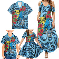 Personalised New Zealand Father's Day Family Matching Summer Maxi Dress and Hawaiian Shirt Best Dad Trophy Red Rose Maori Pattern LT22 - Polynesian Pride