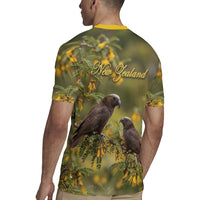 New Zealand Kaka Bird Rugby Jersey Kowhai Flower Landscape Style