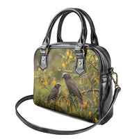 New Zealand Kaka Bird Shoulder Handbag Kowhai Flower Landscape Style