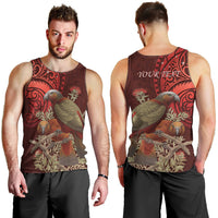 New Zealand Kaka Bird Personalised Men Tank Top Pohutukawa Matariki Maori Pattern