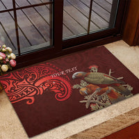 New Zealand Kaka Bird Personalised Rubber Doormat Pohutukawa Matariki Maori Pattern