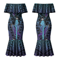 Personalised New Zealand Suicide Prevention Month Couples Matching Mermaid Dress and Long Sleeve Button Shirt Maori Mauri Tu Mauri Ora Polynesian Pattern