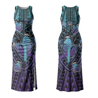 Personalised New Zealand Suicide Prevention Month Couples Matching Tank Maxi Dress and Long Sleeve Button Shirt Maori Mauri Tu Mauri Ora Polynesian Pattern