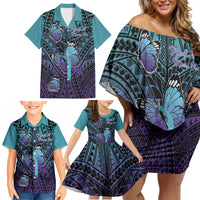Personalised New Zealand Suicide Prevention Month Family Matching Off Shoulder Short Dress and Hawaiian Shirt Maori Mauri Tu Mauri Ora Polynesian Pattern LT22 - Polynesian Pride