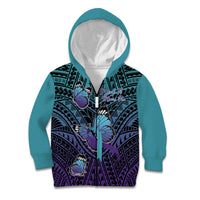 Personalised New Zealand Suicide Prevention Month Kid Hoodie Maori Mauri Tu Mauri Ora Polynesian Pattern