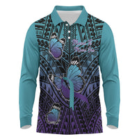 Personalised New Zealand Suicide Prevention Month Long Sleeve Polo Shirt Maori Mauri Tu Mauri Ora Polynesian Pattern