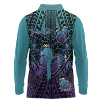 Personalised New Zealand Suicide Prevention Month Long Sleeve Polo Shirt Maori Mauri Tu Mauri Ora Polynesian Pattern