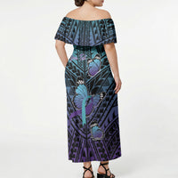 Personalised New Zealand Suicide Prevention Month Off Shoulder Maxi Dress Maori Mauri Tu Mauri Ora Polynesian Pattern