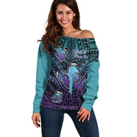 Personalised New Zealand Suicide Prevention Month Off Shoulder Sweater Maori Mauri Tu Mauri Ora Polynesian Pattern