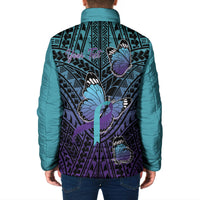 Personalised New Zealand Suicide Prevention Month Padded Jacket Maori Mauri Tu Mauri Ora Polynesian Pattern