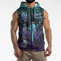 Personalised New Zealand Suicide Prevention Month Sleeveless Zip Hoodie Maori Mauri Tu Mauri Ora Polynesian Pattern