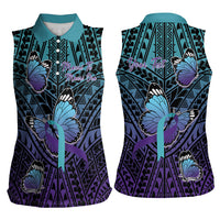 Personalised New Zealand Suicide Prevention Month Women Sleeveless Polo Shirt Maori Mauri Tu Mauri Ora Polynesian Pattern