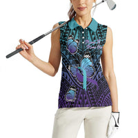 Personalised New Zealand Suicide Prevention Month Women Sleeveless Polo Shirt Maori Mauri Tu Mauri Ora Polynesian Pattern