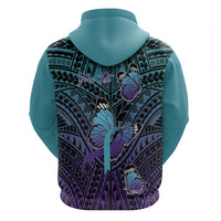 Personalised New Zealand Suicide Prevention Month Zip Hoodie Maori Mauri Tu Mauri Ora Polynesian Pattern