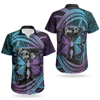 Personalised Polynesia Suicide Prevention Month Couples Matching Off Shoulder Maxi Dress and Hawaiian Shirt Semicolon Butterfly Never Give Up Polynesian Pattern LT22 - Polynesian Pride