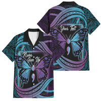 Personalised Polynesia Suicide Prevention Month Family Matching Tank Maxi Dress and Hawaiian Shirt Semicolon Butterfly Never Give Up Polynesian Pattern LT22 Dad's Shirt - Short Sleeve Teal - Polynesian Pride