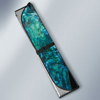 New Zealand Tui Bird Wahaika Auto Sun Shade Maori Weapon Paua Shell Koru Pattern