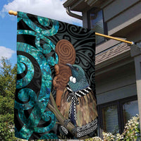 New Zealand Tui Bird Wahaika Garden Flag Maori Weapon Paua Shell Koru Pattern