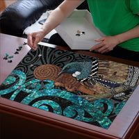 New Zealand Tui Bird Wahaika Puzzle Maori Weapon Paua Shell Koru Pattern