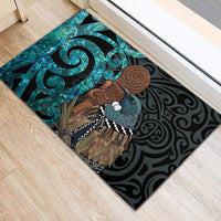 New Zealand Tui Bird Wahaika Rubber Doormat Maori Weapon Paua Shell Koru Pattern
