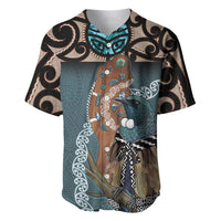New Zealand Tui Bird Maripi Baseball Jersey Maori Weapon Kowhaiwhai Pattern