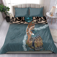 New Zealand Tui Bird Maripi Bedding Set Maori Weapon Kowhaiwhai Pattern
