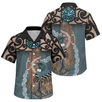 New Zealand Tui Bird Maripi Family Matching Long Sleeve Bodycon Dress and Hawaiian Shirt Maori Weapon Kowhaiwhai Pattern