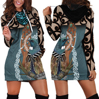New Zealand Tui Bird Maripi Hoodie Dress Maori Weapon Kowhaiwhai Pattern