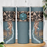 New Zealand Tui Bird Maripi Skinny Tumbler Maori Weapon Kowhaiwhai Pattern