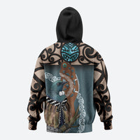 New Zealand Tui Bird Maripi Zip Hoodie Maori Weapon Kowhaiwhai Pattern