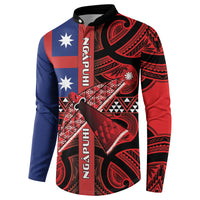 Aotearoa Iwi Ngapuhi Button Sweatshirt Tuhoronuku Kite United Tribes Flag Maori Pattern
