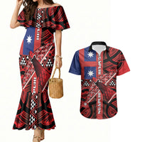 Aotearoa Iwi Ngapuhi Couples Matching Mermaid Dress and Hawaiian Shirt Tuhoronuku Kite United Tribes Flag Maori Pattern
