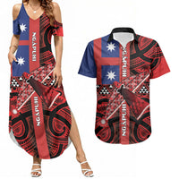 Aotearoa Iwi Ngapuhi Couples Matching Summer Maxi Dress and Hawaiian Shirt Tuhoronuku Kite United Tribes Flag Maori Pattern