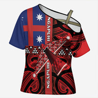 Aotearoa Iwi Ngapuhi Cross Shoulder Shirt Tuhoronuku Kite United Tribes Flag Maori Pattern