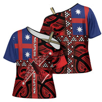 Aotearoa Iwi Ngapuhi Cross Shoulder Shirt Tuhoronuku Kite United Tribes Flag Maori Pattern