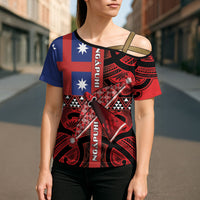 Aotearoa Iwi Ngapuhi Cross Shoulder Shirt Tuhoronuku Kite United Tribes Flag Maori Pattern