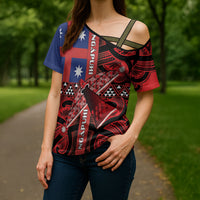 Aotearoa Iwi Ngapuhi Cross Shoulder Shirt Tuhoronuku Kite United Tribes Flag Maori Pattern