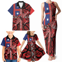 Aotearoa Iwi Ngapuhi Family Matching Tank Maxi Dress and Hawaiian Shirt Tuhoronuku Kite United Tribes Flag Maori Pattern