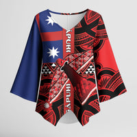 Aotearoa Iwi Ngapuhi Kimono Sleeve Blouse Tuhoronuku Kite United Tribes Flag Maori Pattern