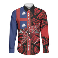 Aotearoa Iwi Ngapuhi Long Sleeve Button Shirt Tuhoronuku Kite United Tribes Flag Maori Pattern
