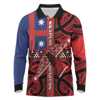 Aotearoa Iwi Ngapuhi Long Sleeve Polo Shirt Tuhoronuku Kite United Tribes Flag Maori Pattern