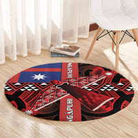 Aotearoa Iwi Ngapuhi Round Carpet Tuhoronuku Kite United Tribes Flag Maori Pattern