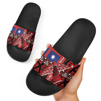 Aotearoa Iwi Ngapuhi Slide Sandals Tuhoronuku Kite United Tribes Flag Maori Pattern
