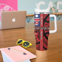 Aotearoa Iwi Ngapuhi Tumbler With Handle Tuhoronuku Kite United Tribes Flag Maori Pattern