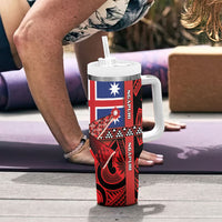 Aotearoa Iwi Ngapuhi Tumbler With Handle Tuhoronuku Kite United Tribes Flag Maori Pattern